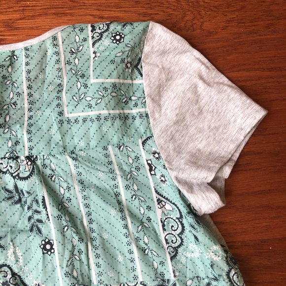 Style & Co brand grey top w/blue green pattern - Picture 9 of 10